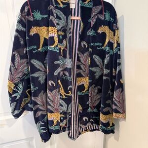 Eleanor James Penny Velvet Lounge Jacket in Delilah Cheetah